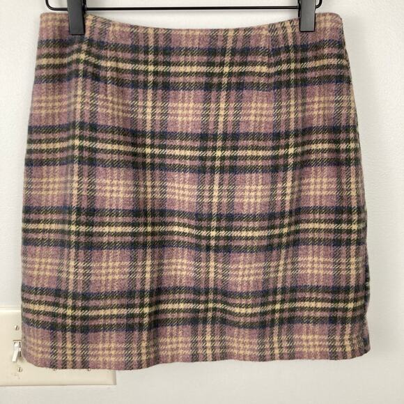 Vintage Womens 6 Wool Blend Pink Plaid Mini Skirt Preppy Soft Girl Academia FLAW - Picture 1 of 8